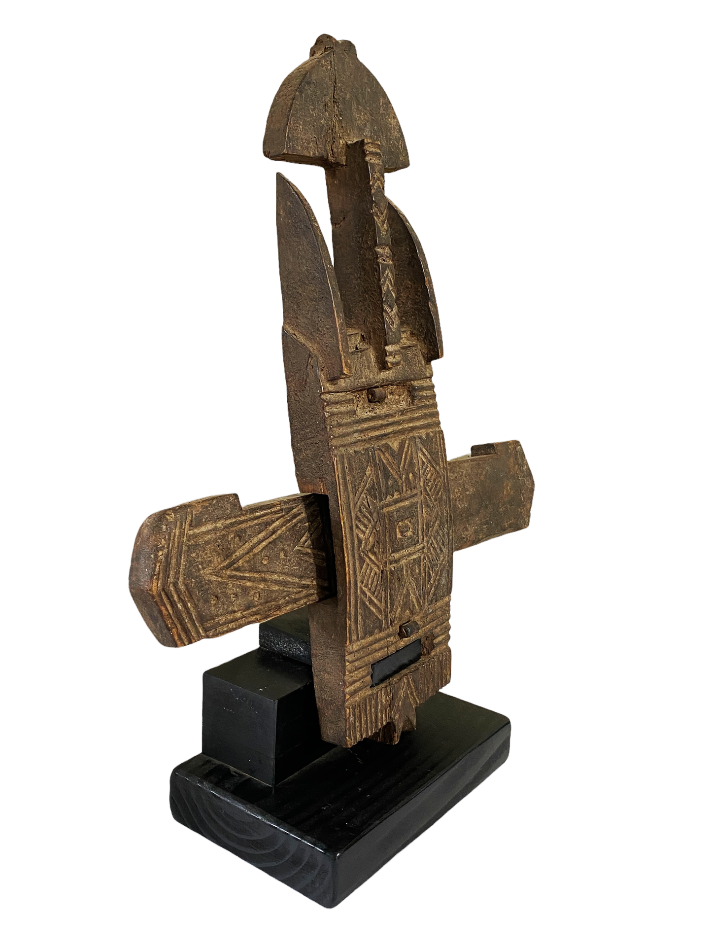 #1405 Rare Old African Dogon Door Lock On stand Mali 19.75" H