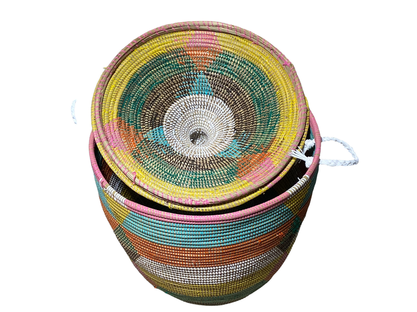 #4584 Lg Basket with Lid Senegal West Africa 27" H
