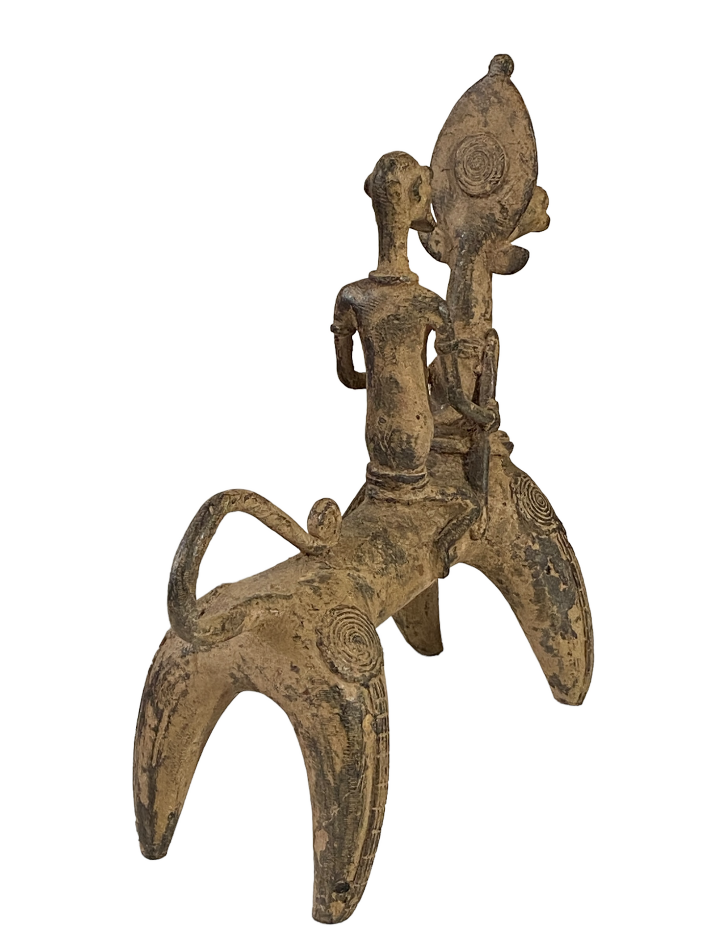 #4908 Superb African Nobility  Dogon Bronze Horseman  12" H by 11.5"W