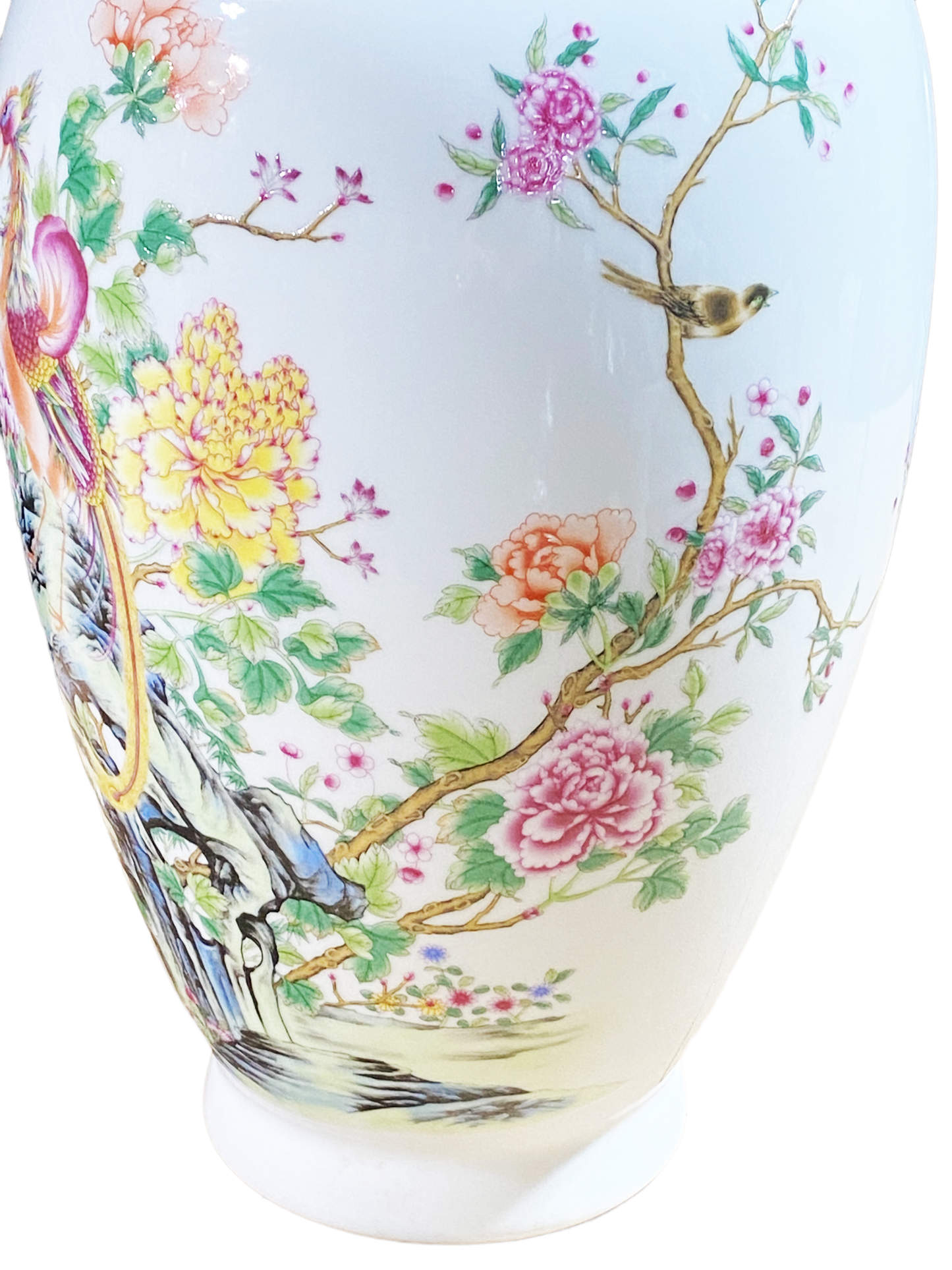 #4948 Chinoiserie Porcelain Egg Shell Vase 14" H