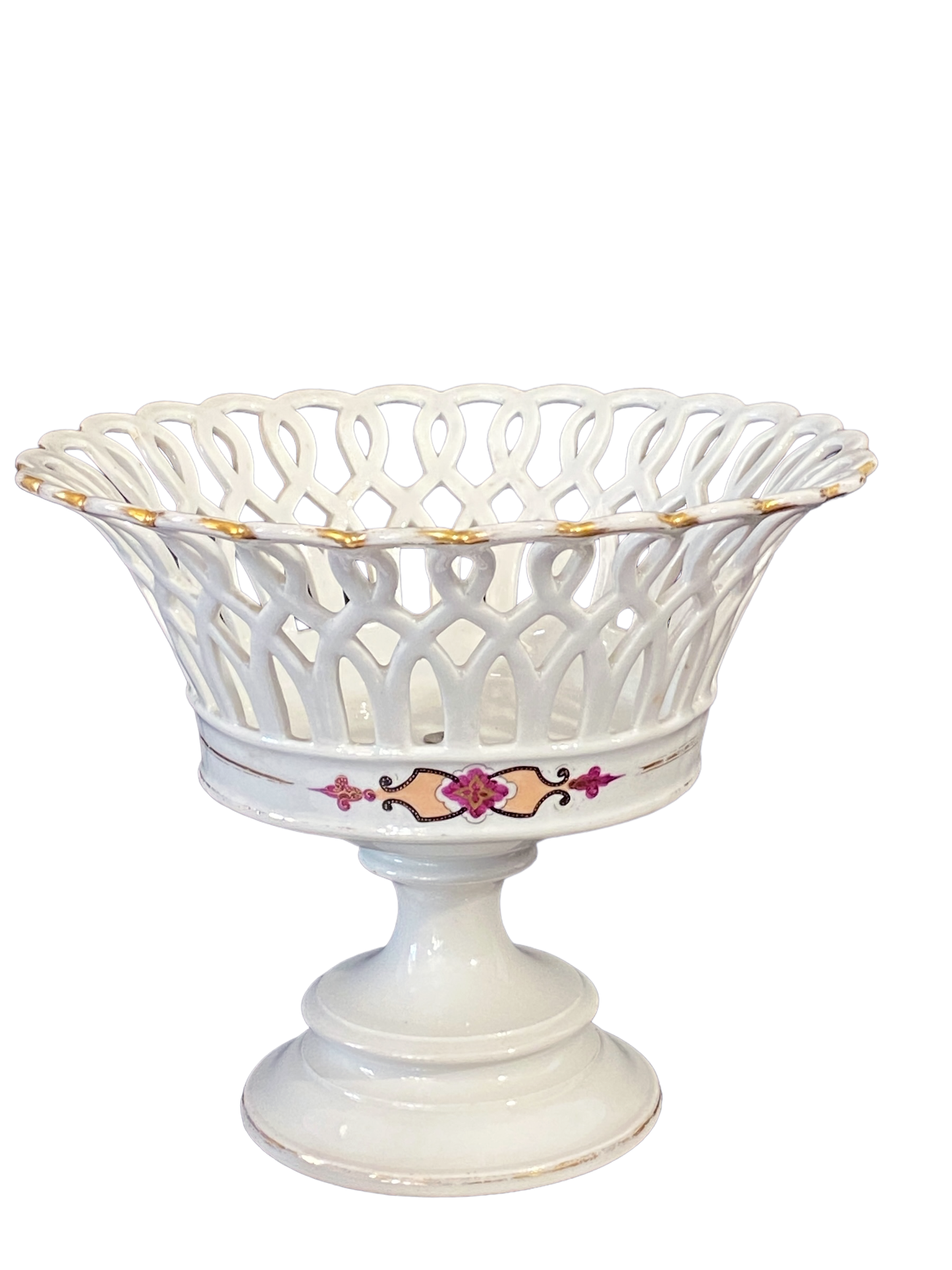 # 5040 Paris Porcelain and Parcel Gilt Reticulated Compote or Fruit Basket