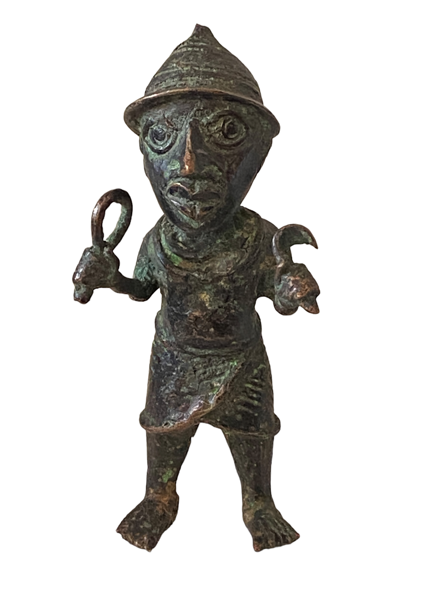 #5069 Benin Bronze Oba King Soldier Nigeria African 6.25 " H