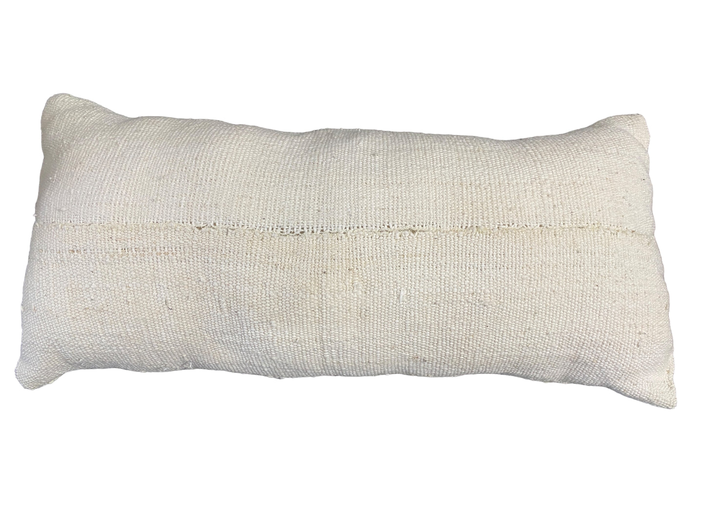 #5246 Lumbar Mud Cloth Bogolan Solid White Pillow African Mali 20" H