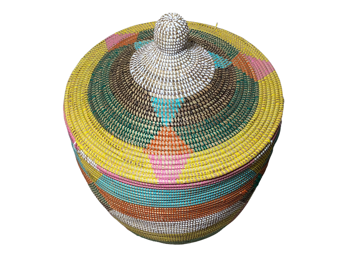 #4584 Lg Basket with Lid Senegal West Africa 27" H