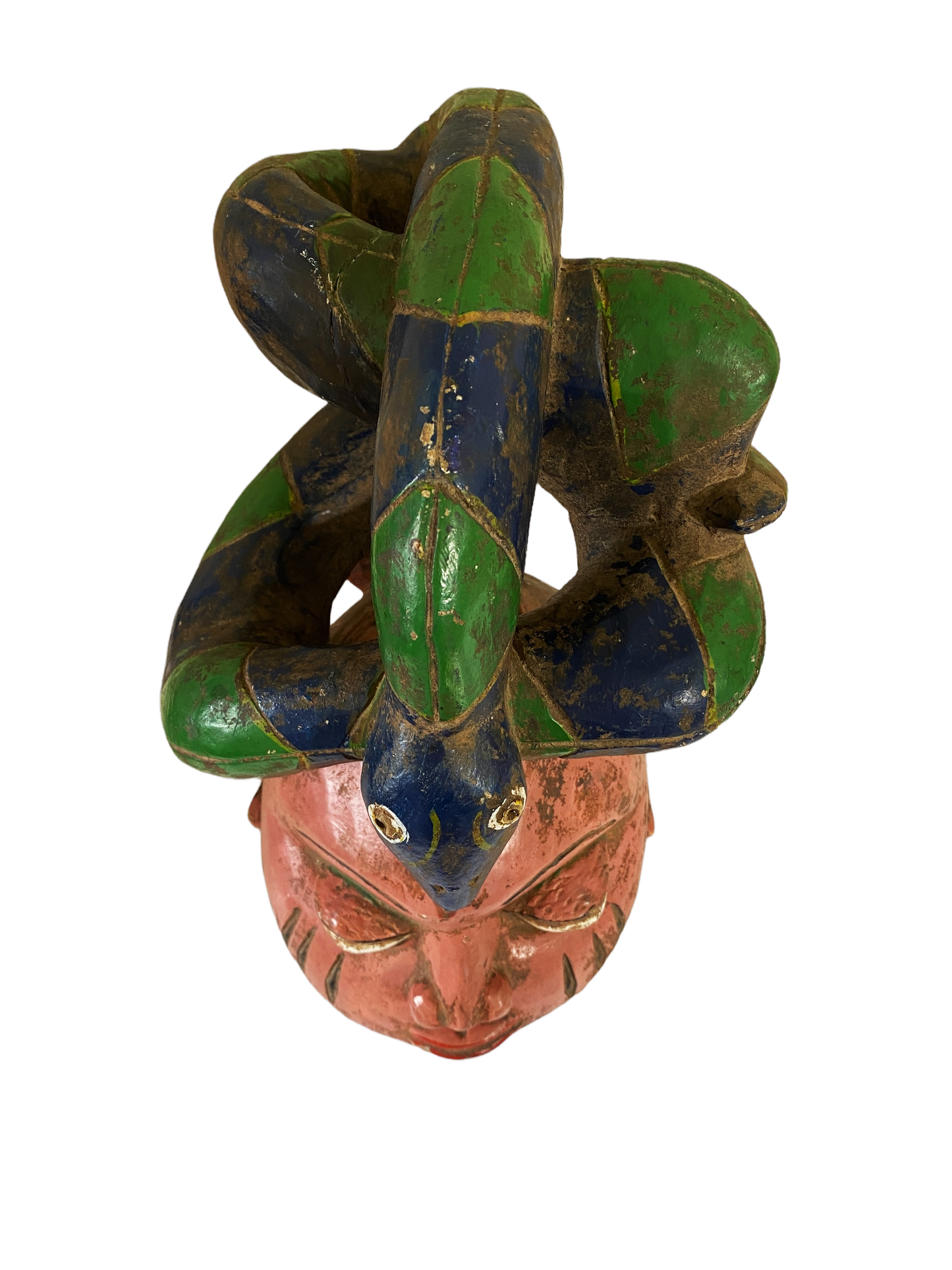#1507 Rare Old African Nigerian Yoruba Gelede Masquerade Helmut Mask 13.25" H
