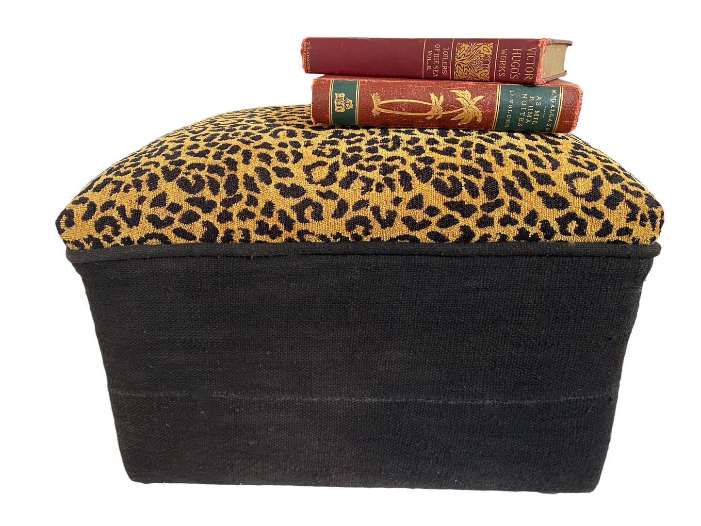 #4715 Custom Made Velvet Animal Print Ottoman/Footstool 13" H