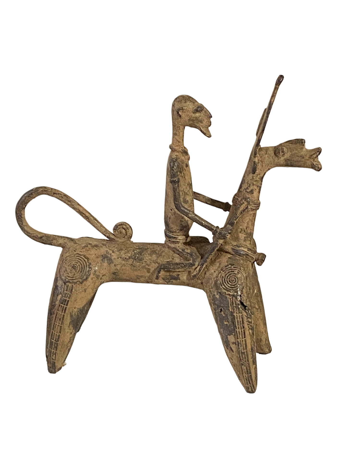 #4908 Superb African Nobility  Dogon Bronze Horseman  12" H by 11.5"W