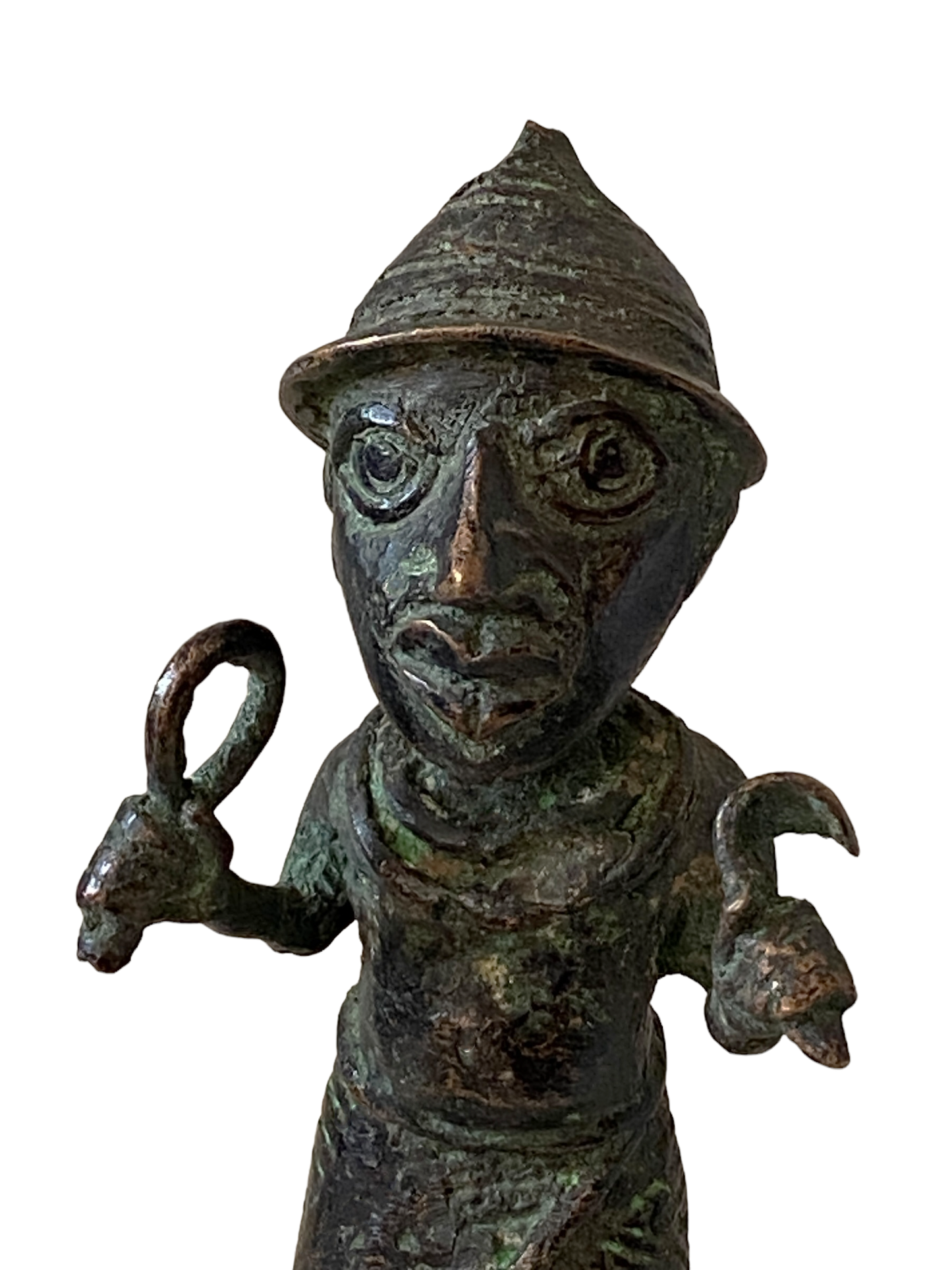 #5069 Benin Bronze Oba King Soldier Nigeria African 6.25 " H