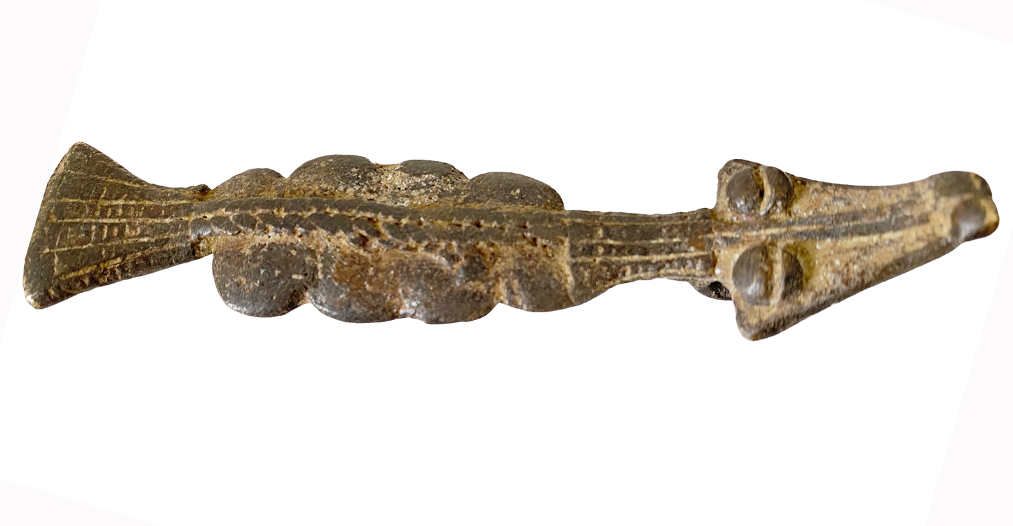 #9801 Superb Gan Bronze Amulet Talisman Pendant of Serpent Burkina Faso