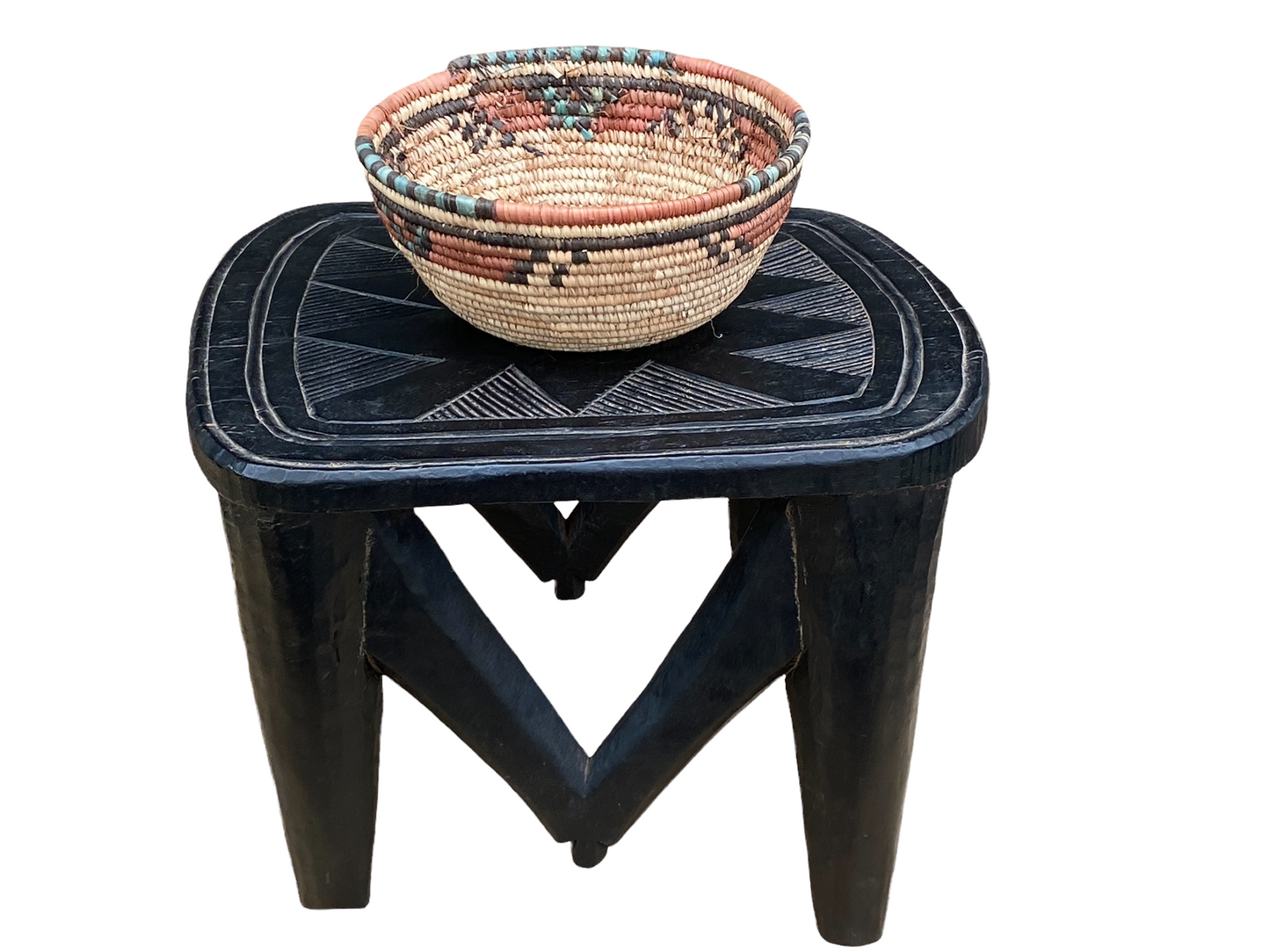 #4510 Superb African Nupe Stool / Table Nigeria 19" W by 14" H