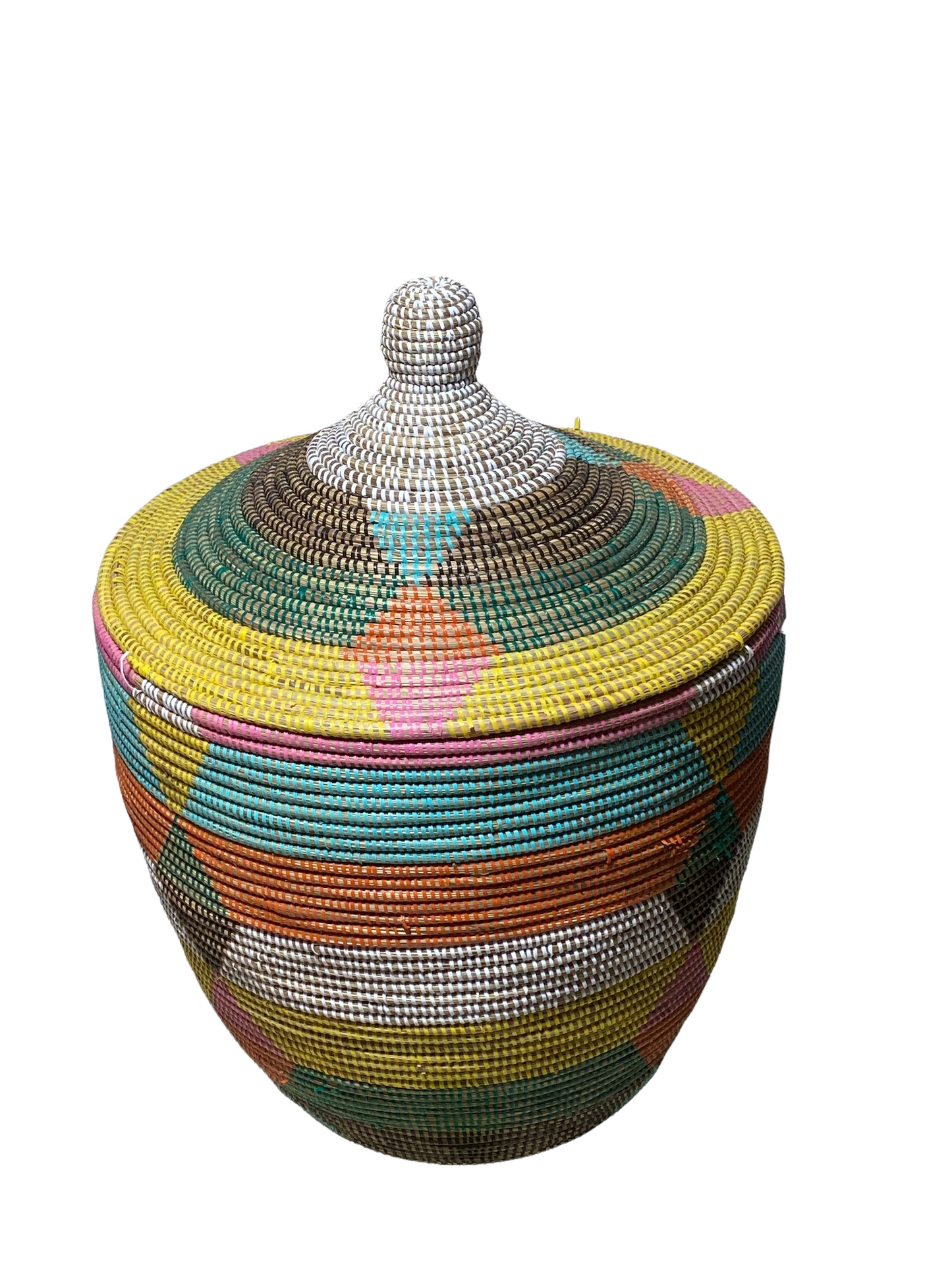 #4584 Lg Basket with Lid Senegal West Africa 27" H