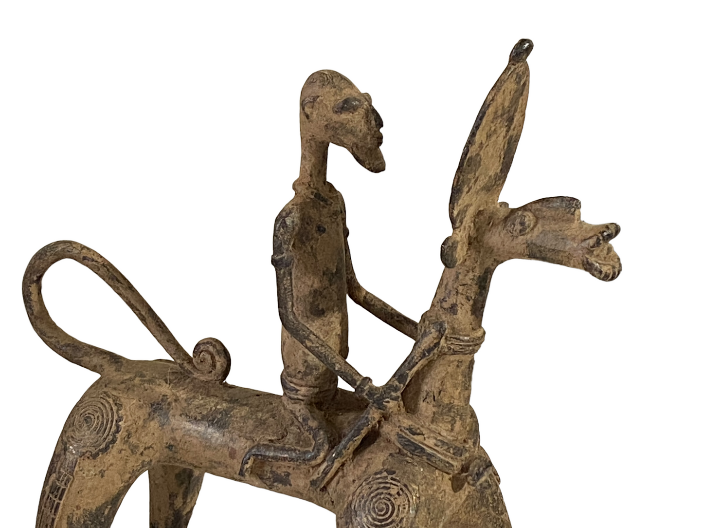 #4908 Superb African Nobility  Dogon Bronze Horseman  12" H by 11.5"W