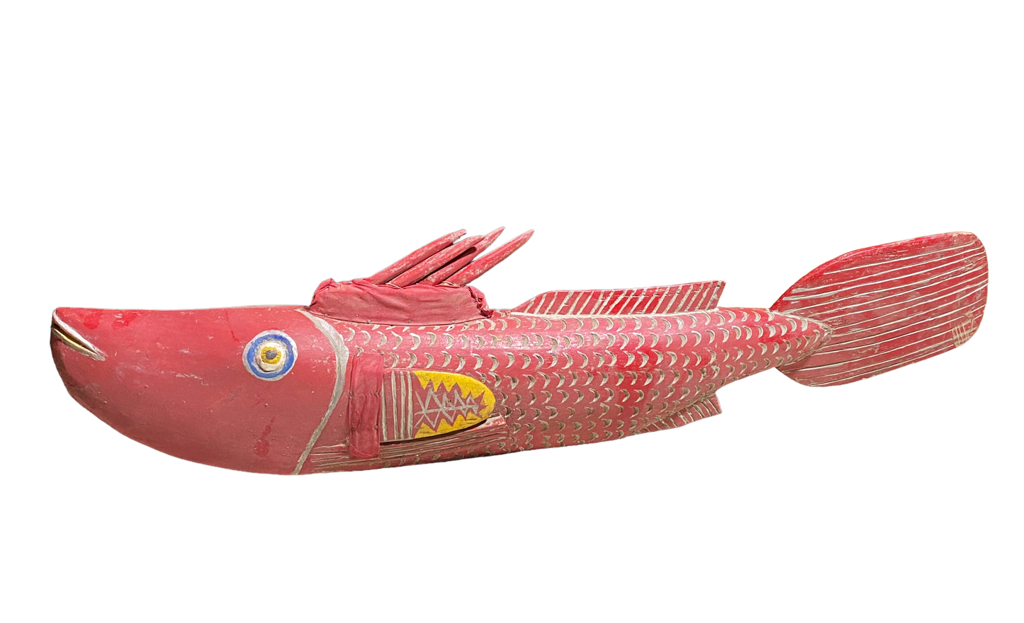 # 4938 African Wooden Fish Bozo Tribe Mali 44.5" W