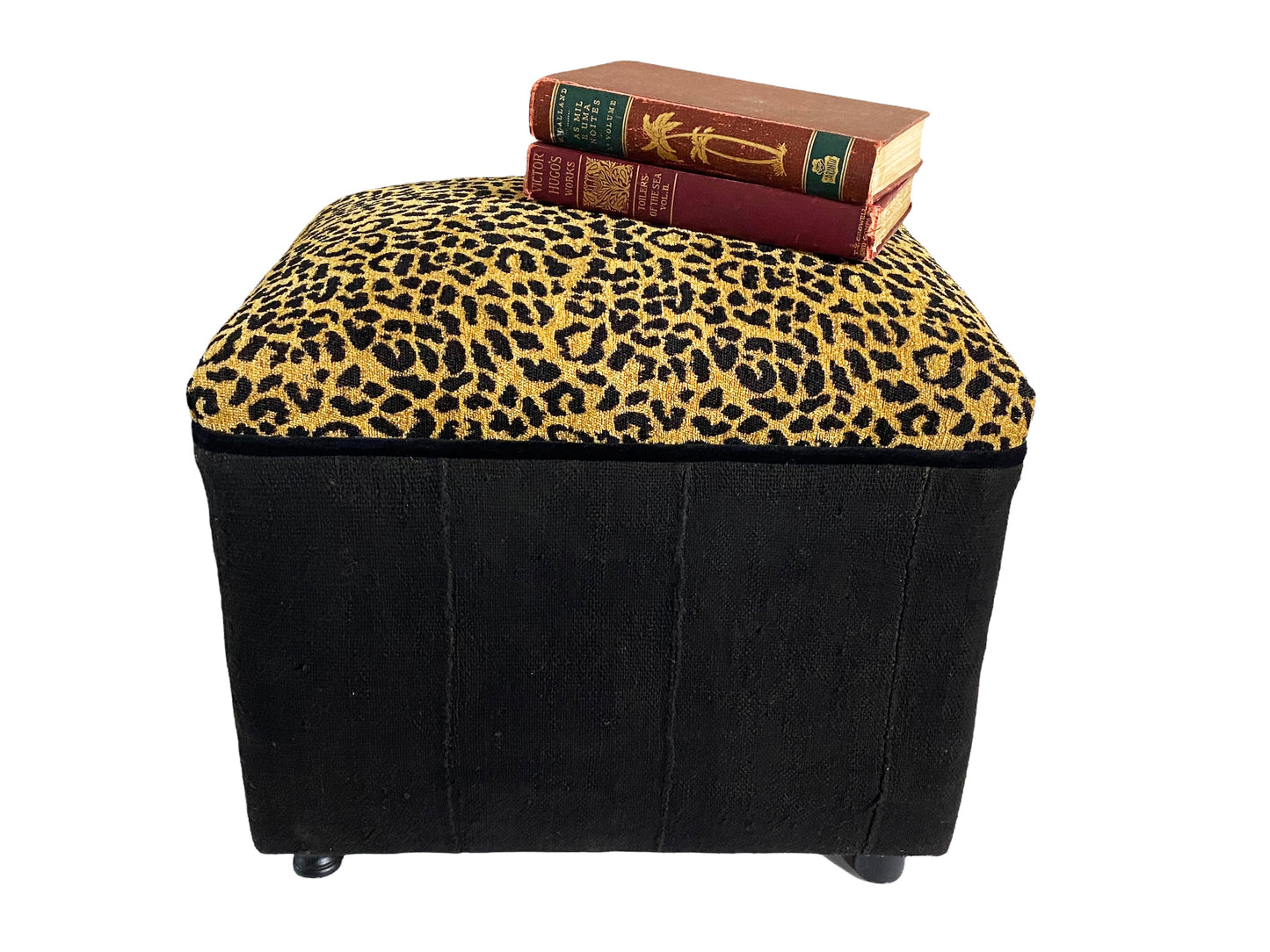 #4640 Custom Made Velvet Animal Print Ottoman/Footstool 16" H