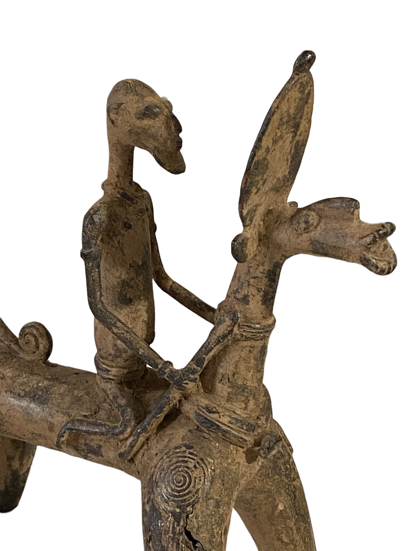 #4908 Superb African Nobility  Dogon Bronze Horseman  12" H by 11.5"W