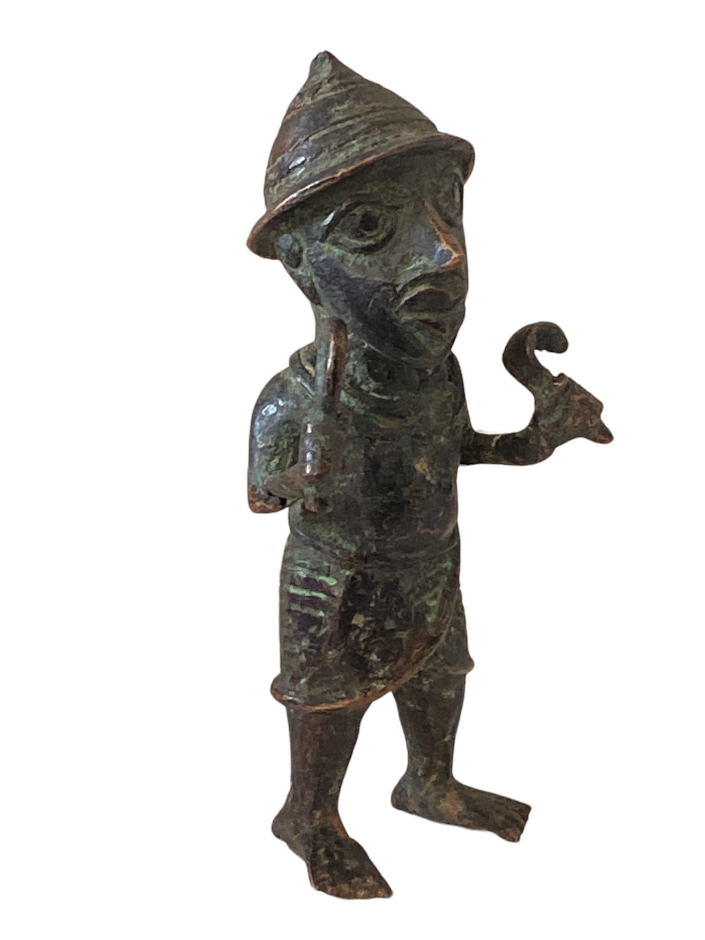 #5069 Benin Bronze Oba King Soldier Nigeria African 6.25 " H