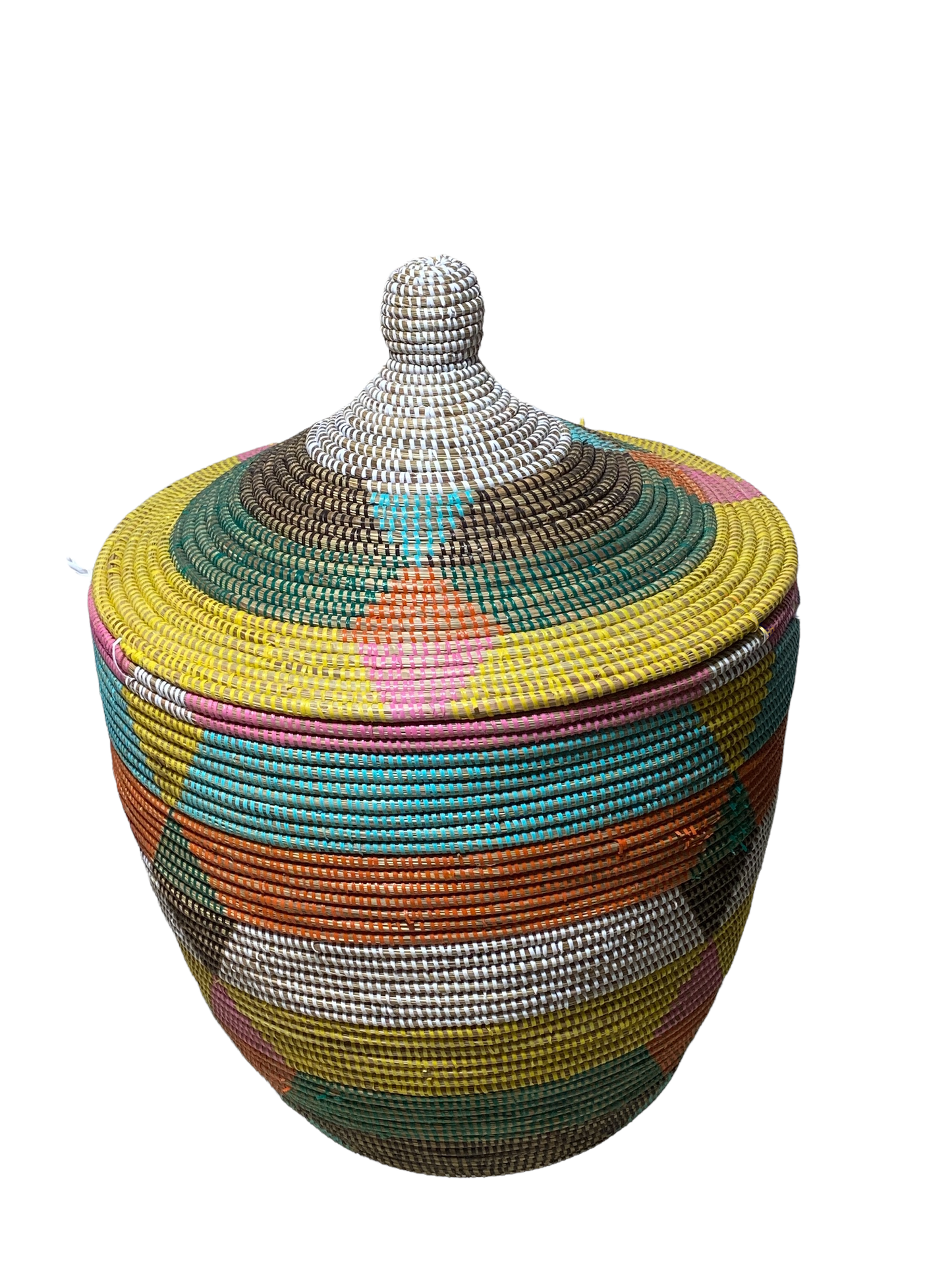 #4584 Lg Basket with Lid Senegal West Africa 27" H