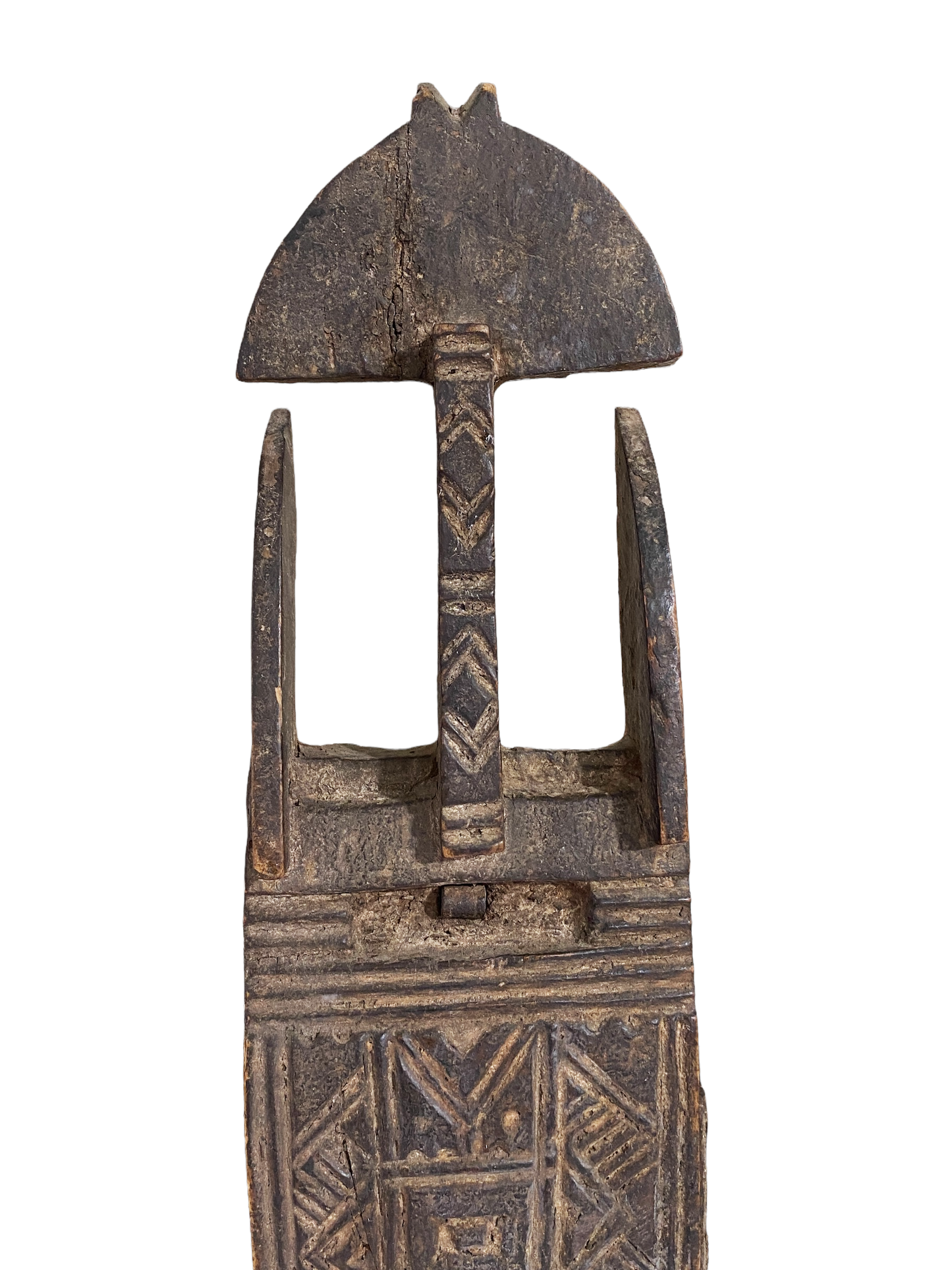 #1405 Rare Old African Dogon Door Lock On stand Mali 19.75" H
