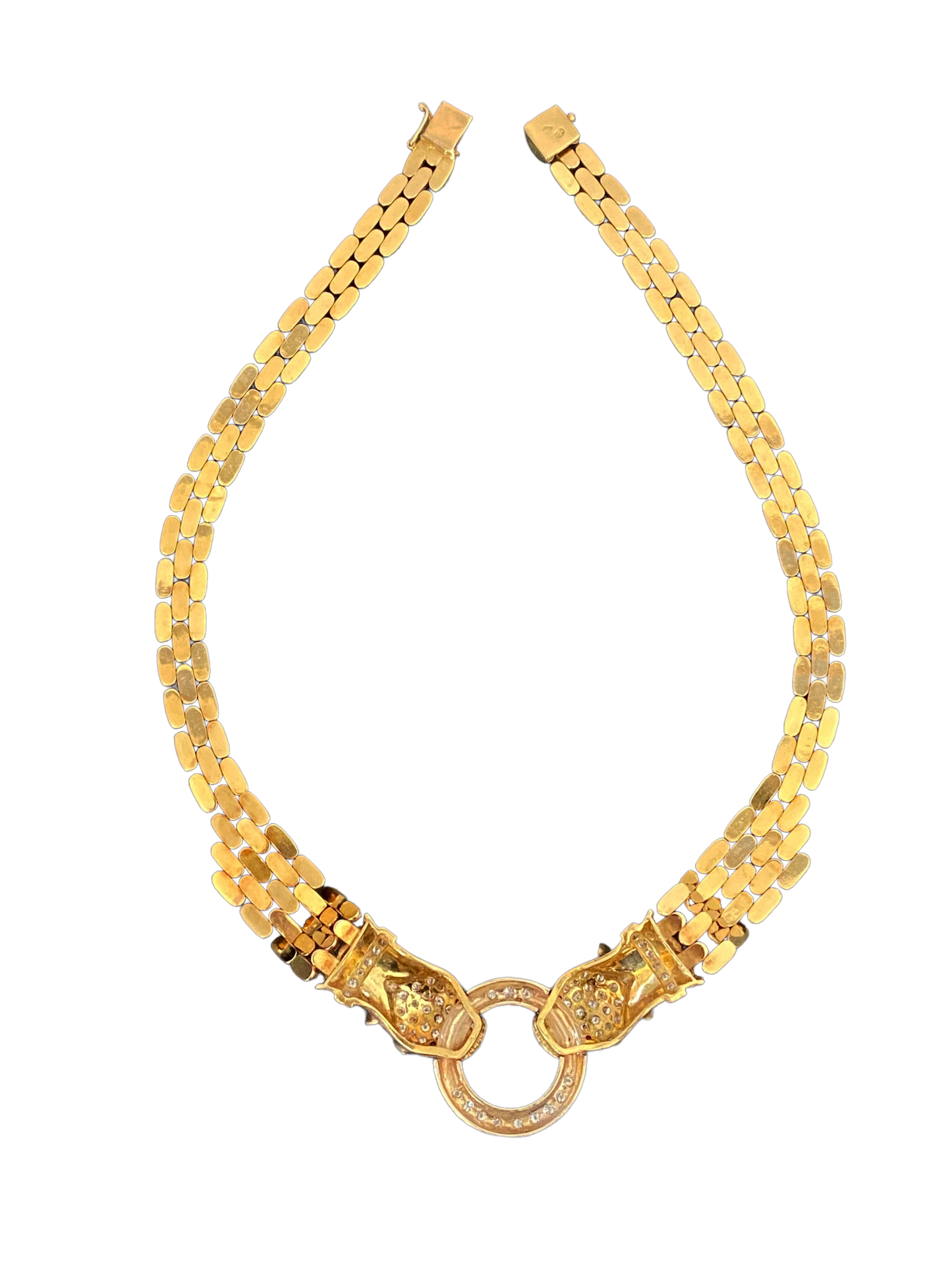 #1954 18KT Gold / Diamond Panther Head Necklace Cartier Style