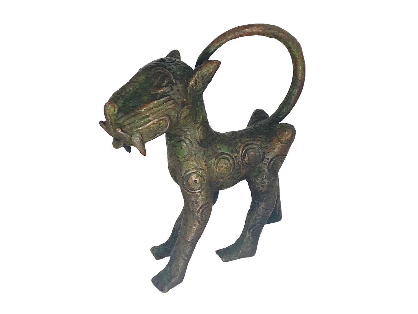 #5268 Superb Benin Leopard Bronze Nigeria African 5.5" H