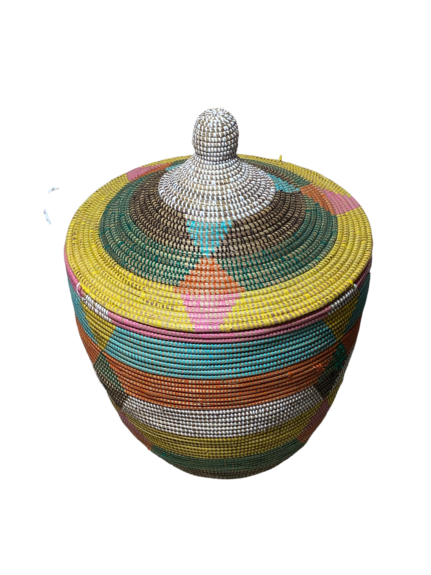 #4584 Lg Basket with Lid Senegal West Africa 27" H