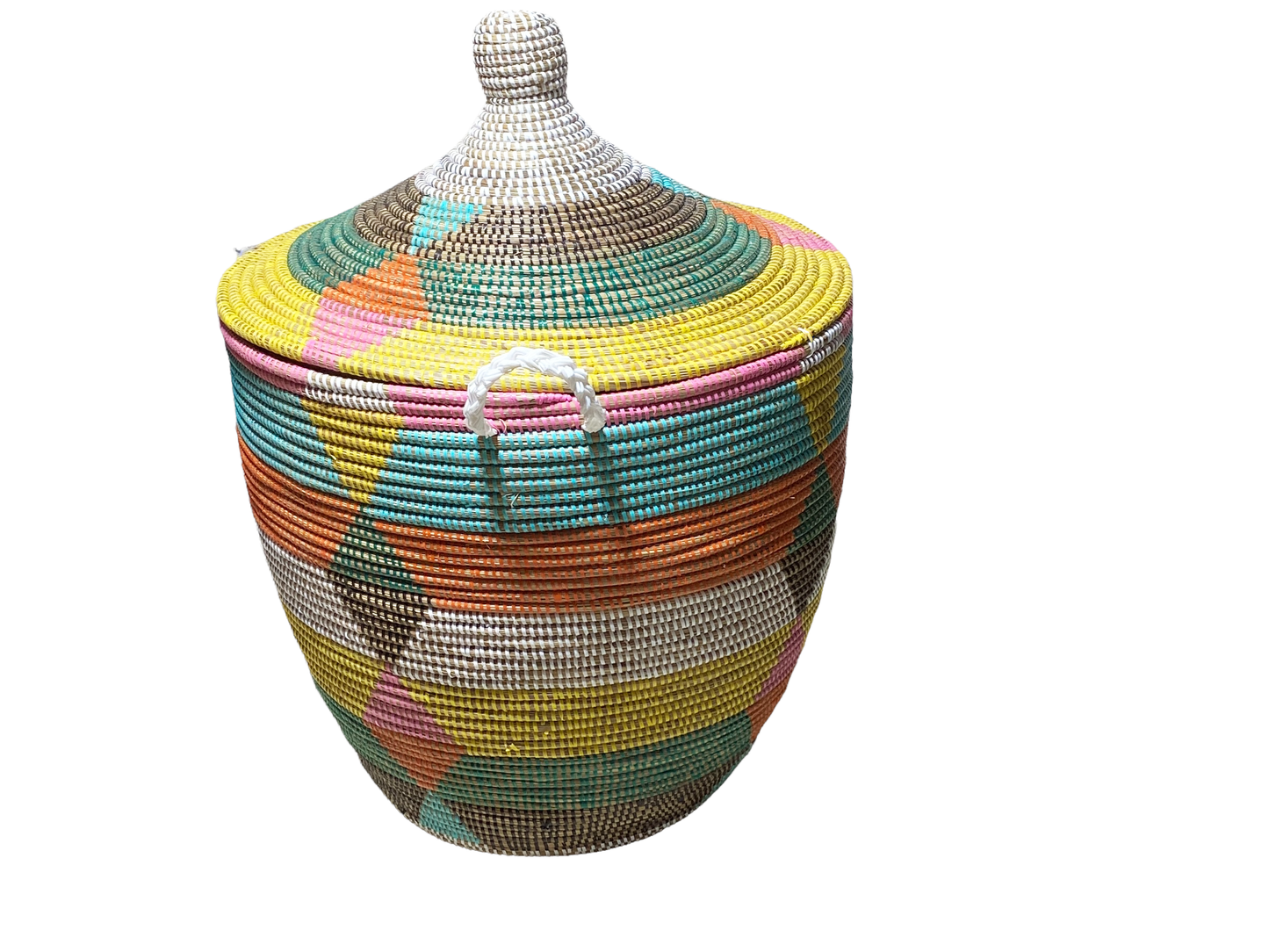 #4584 Lg Basket with Lid Senegal West Africa 27" H
