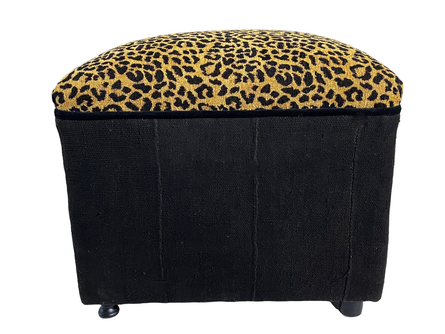 #4640 Custom Made Velvet Animal Print Ottoman/Footstool 16" H