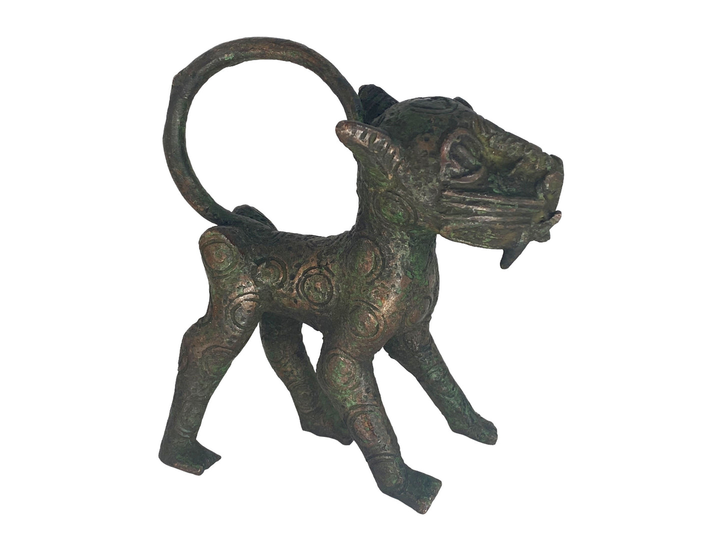 #5268 Superb Benin Leopard Bronze Nigeria African 5.5" H