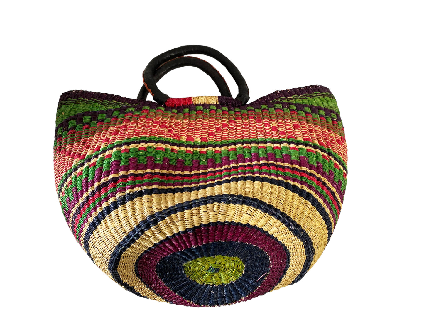 #5384 Large Colorful Saint -Tropez Style African Basket 18" H by 20" W