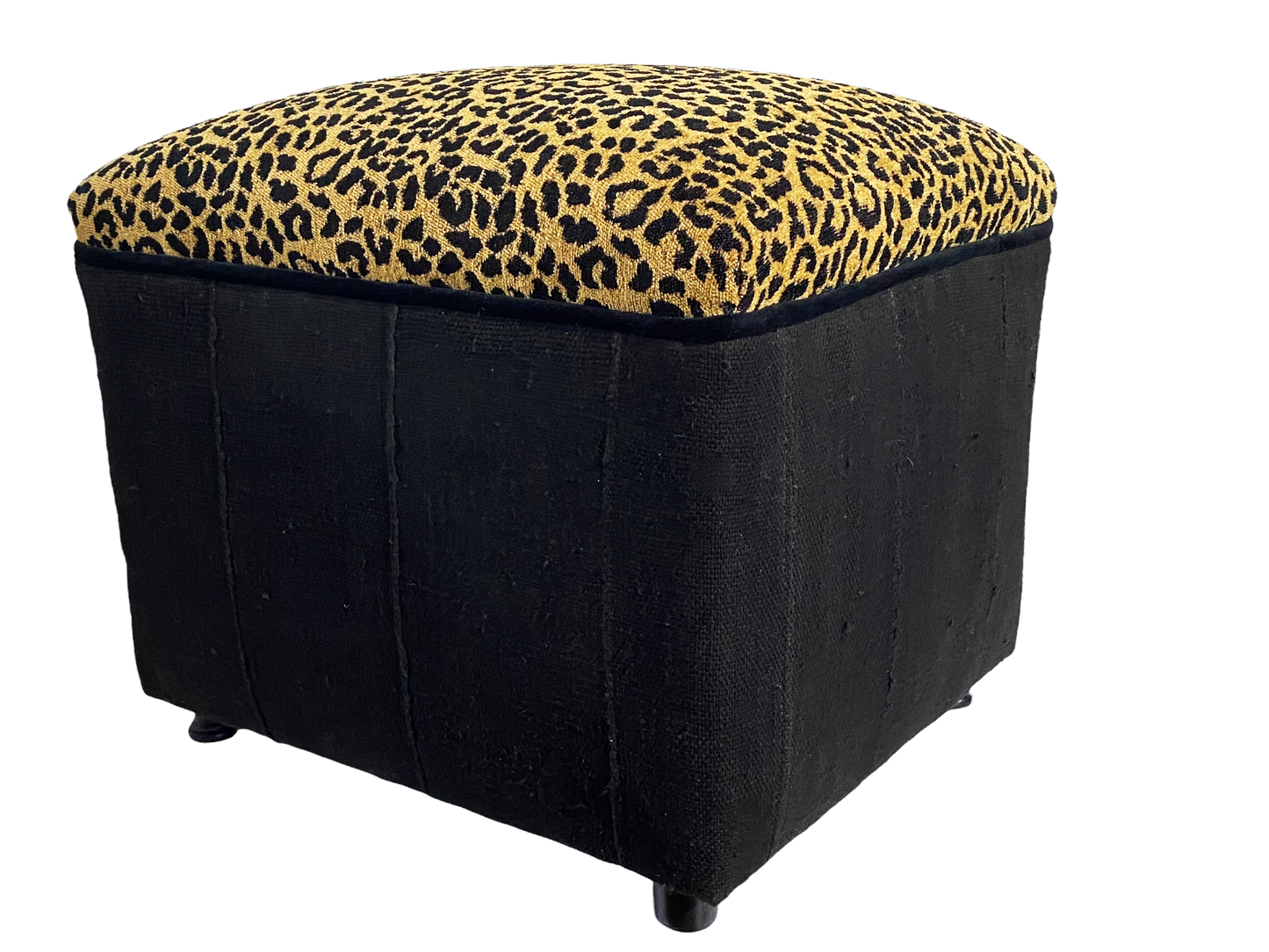 #4640 Custom Made Velvet Animal Print Ottoman/Footstool 16" H