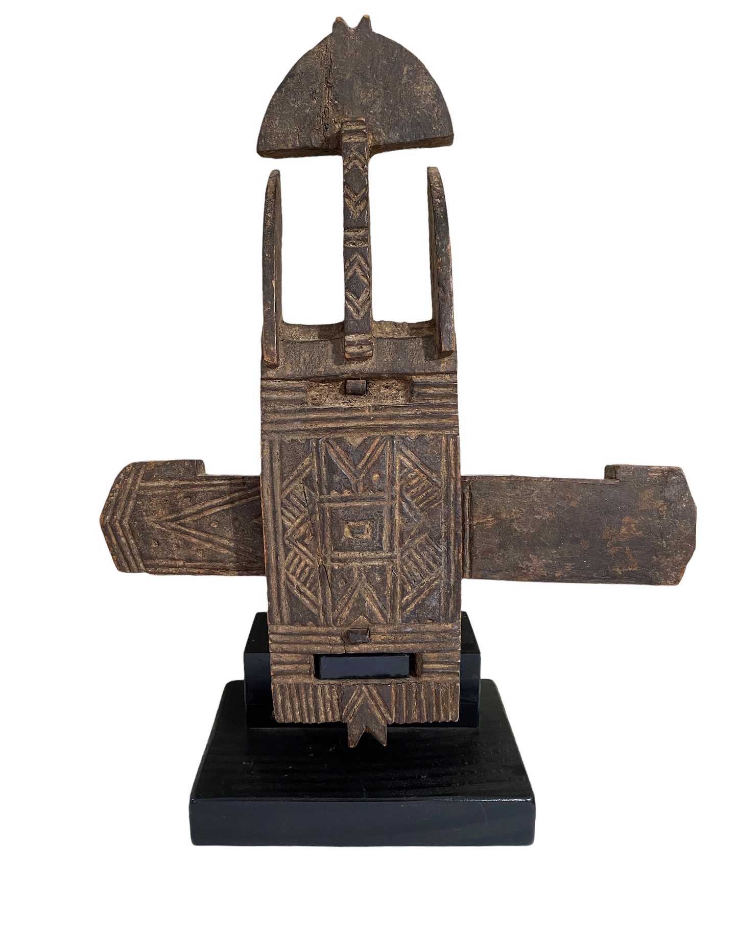 #1405 Rare Old African Dogon Door Lock On stand Mali 19.75" H