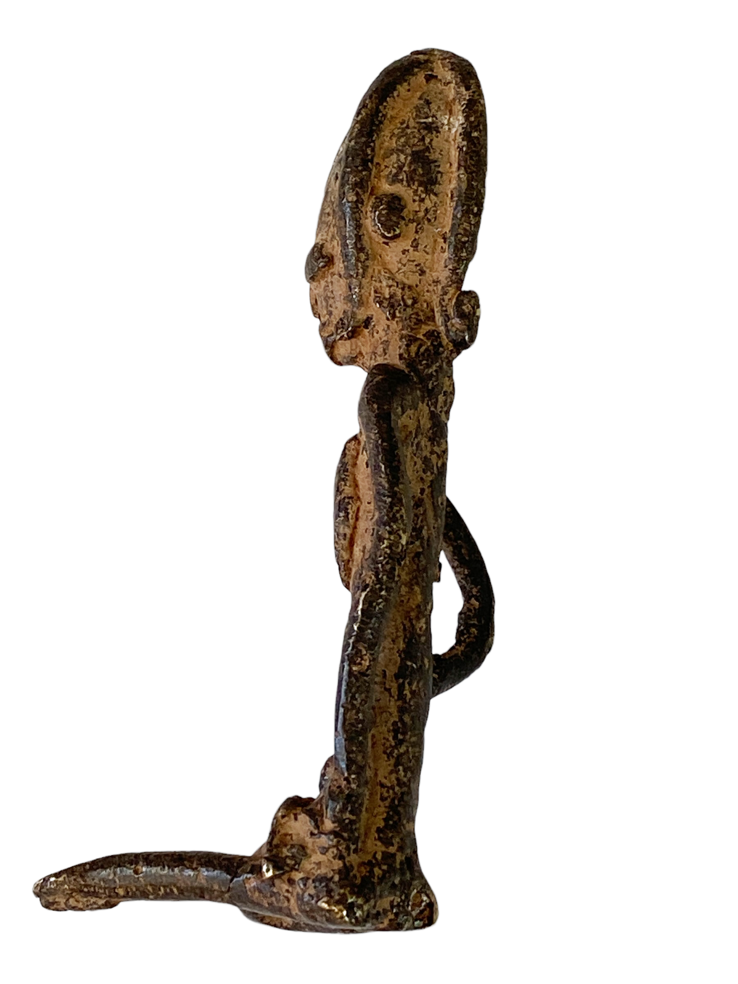 # 4929 African Old Dogon Bronze Figure of a Seating female Mali 3.5" h