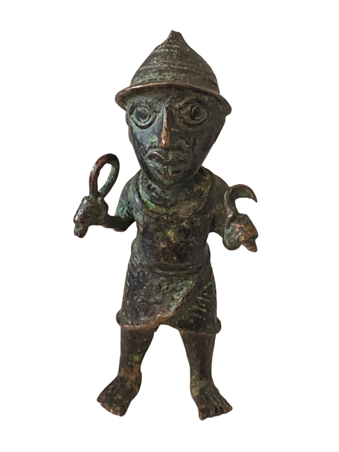 #5069 Benin Bronze Oba King Soldier Nigeria African 6.25 " H