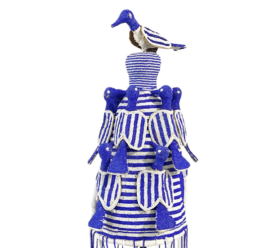 #1821 Stunning African Yoruba Beaded King Crown 19" H Nigeria