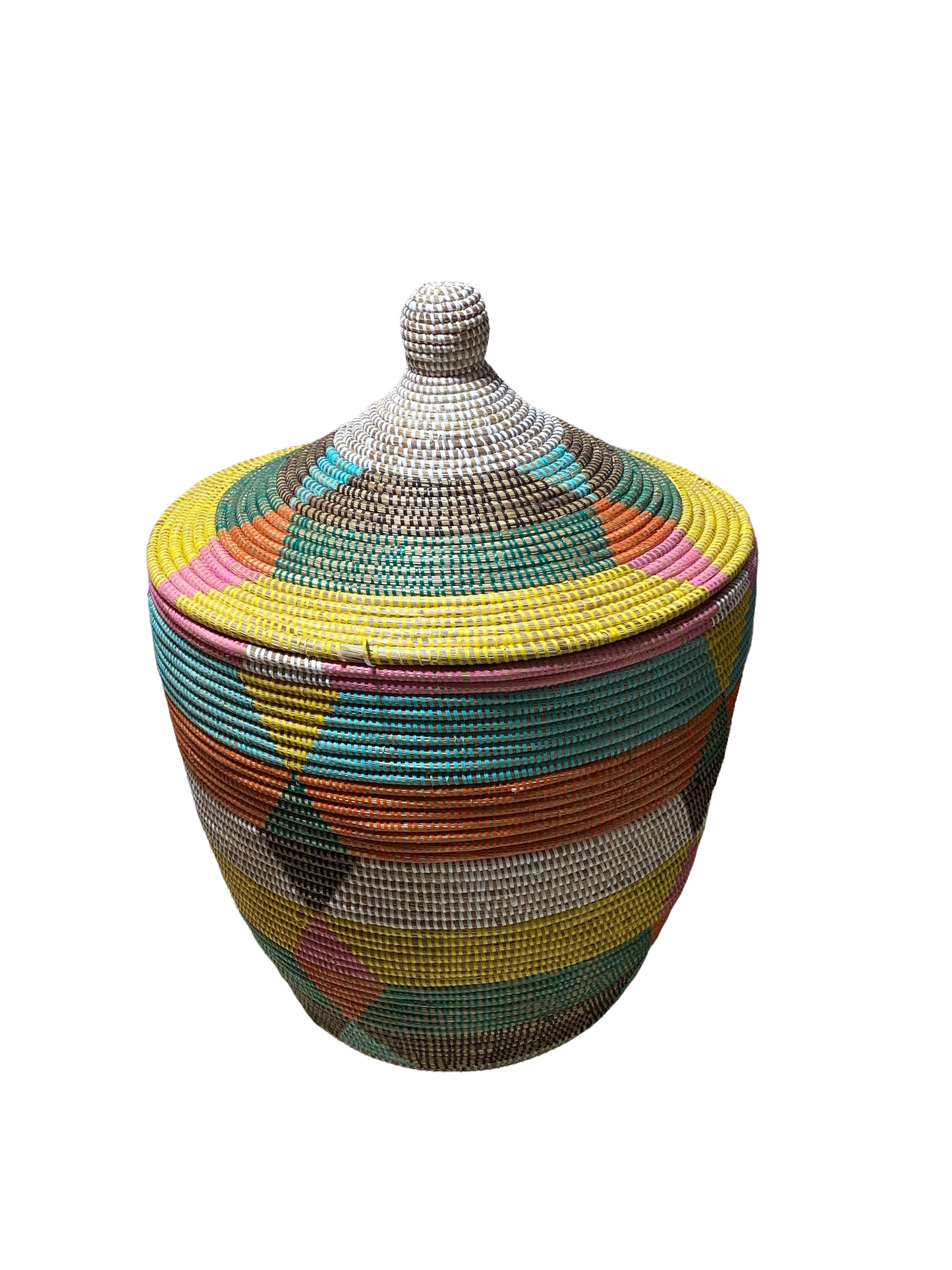 #4584 Lg Basket with Lid Senegal West Africa 27" H