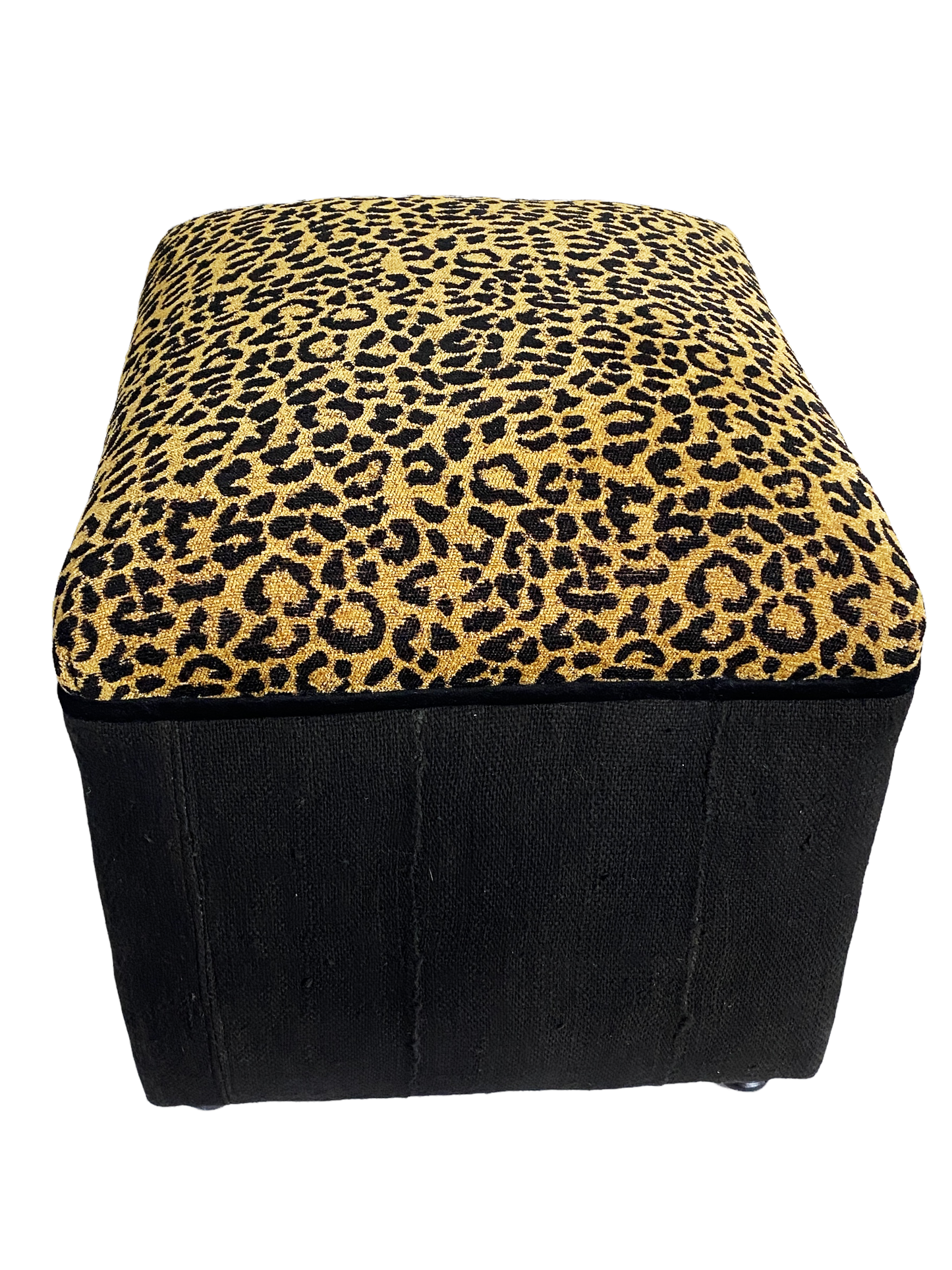 #4640 Custom Made Velvet Animal Print Ottoman/Footstool 16" H