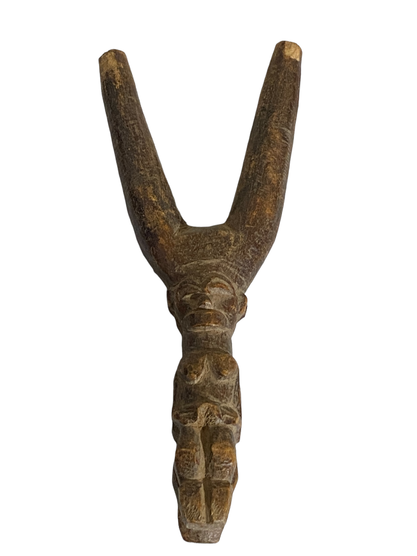 #7432 Superb /unique old Lobi Figural Sling shot Burkina Faso African 8" H