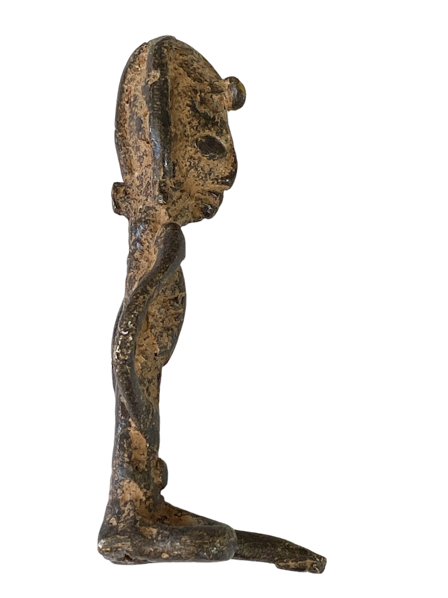 # 4929 African Old Dogon Bronze Figure of a Seating female Mali 3.5" h