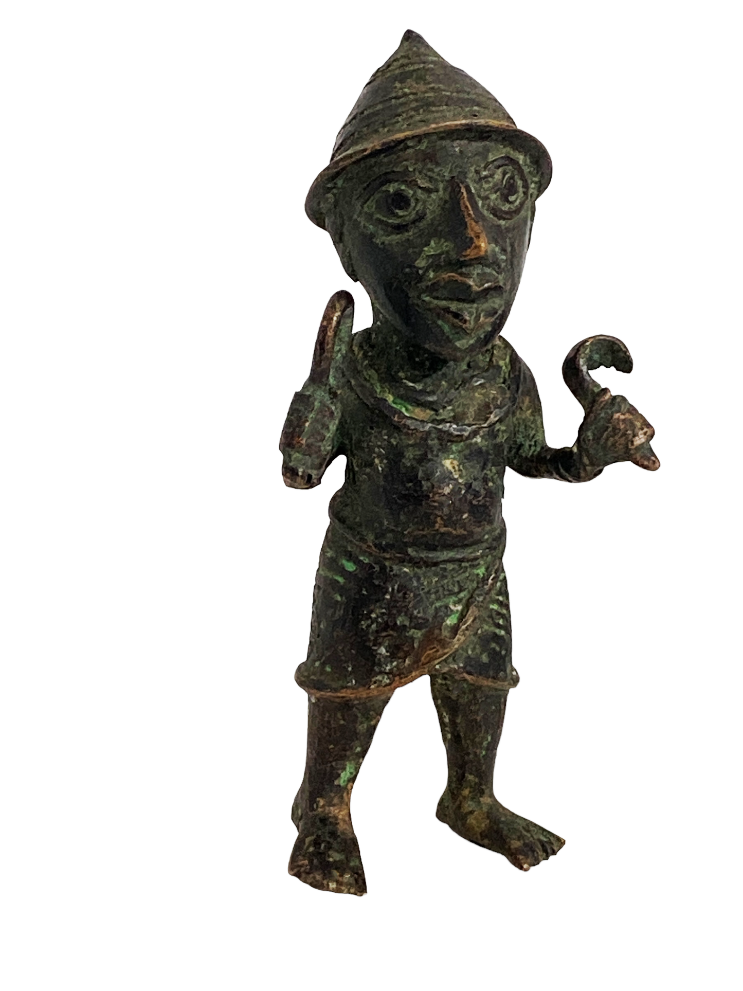 #5069 Benin Bronze Oba King Soldier Nigeria African 6.25 " H