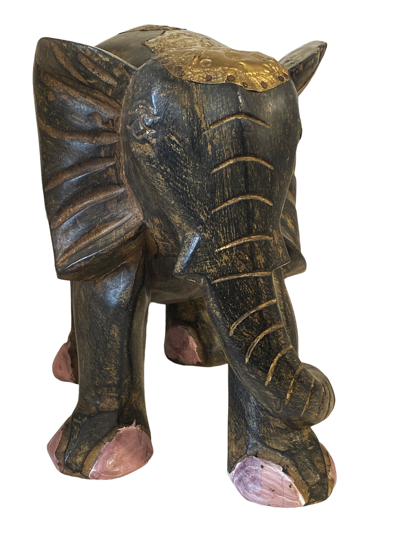 #5231 Vintage Ashanti Elephant  Wooden Sculpture Ghana 13" H