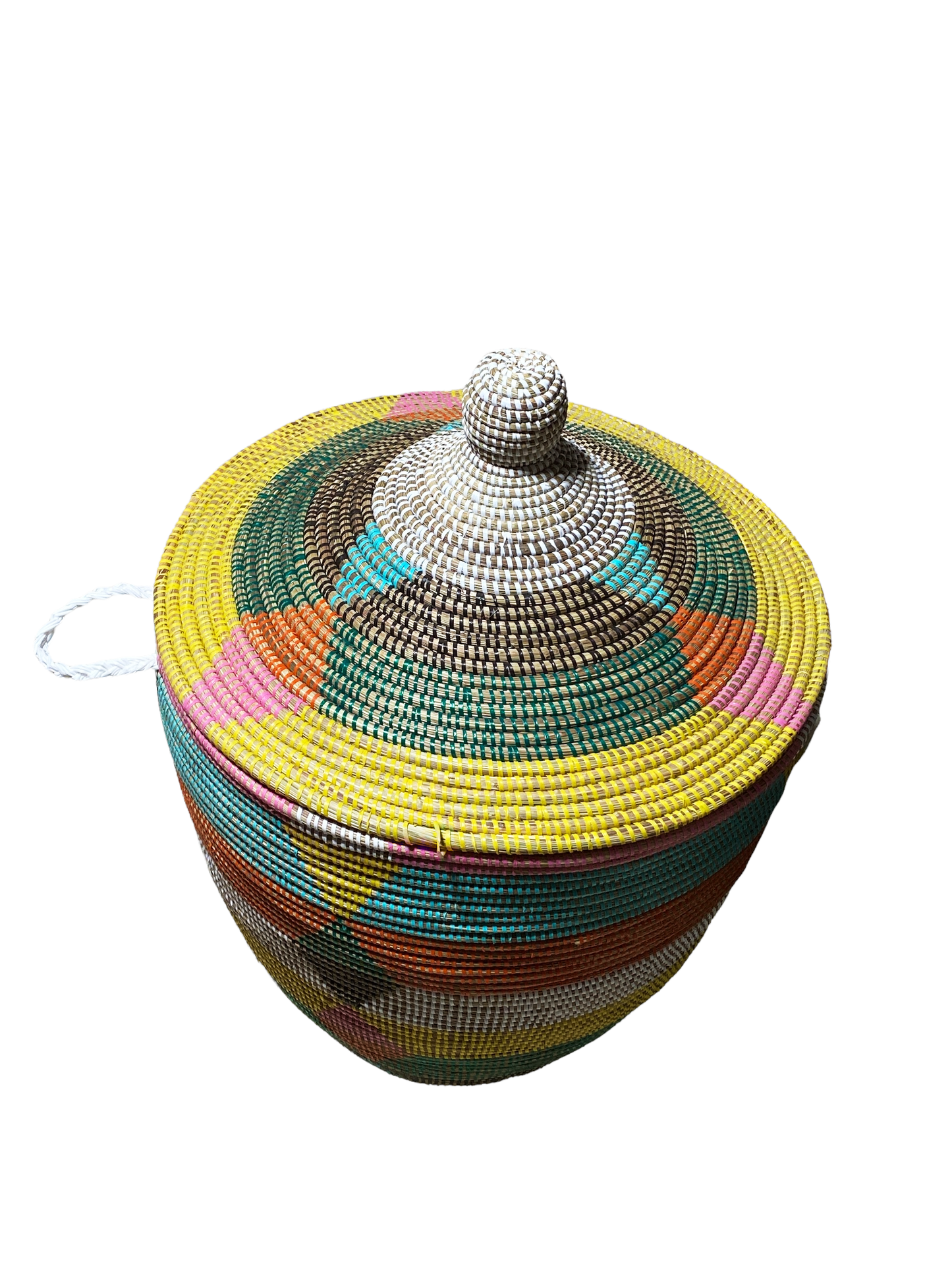 #4584 Lg Basket with Lid Senegal West Africa 27" H