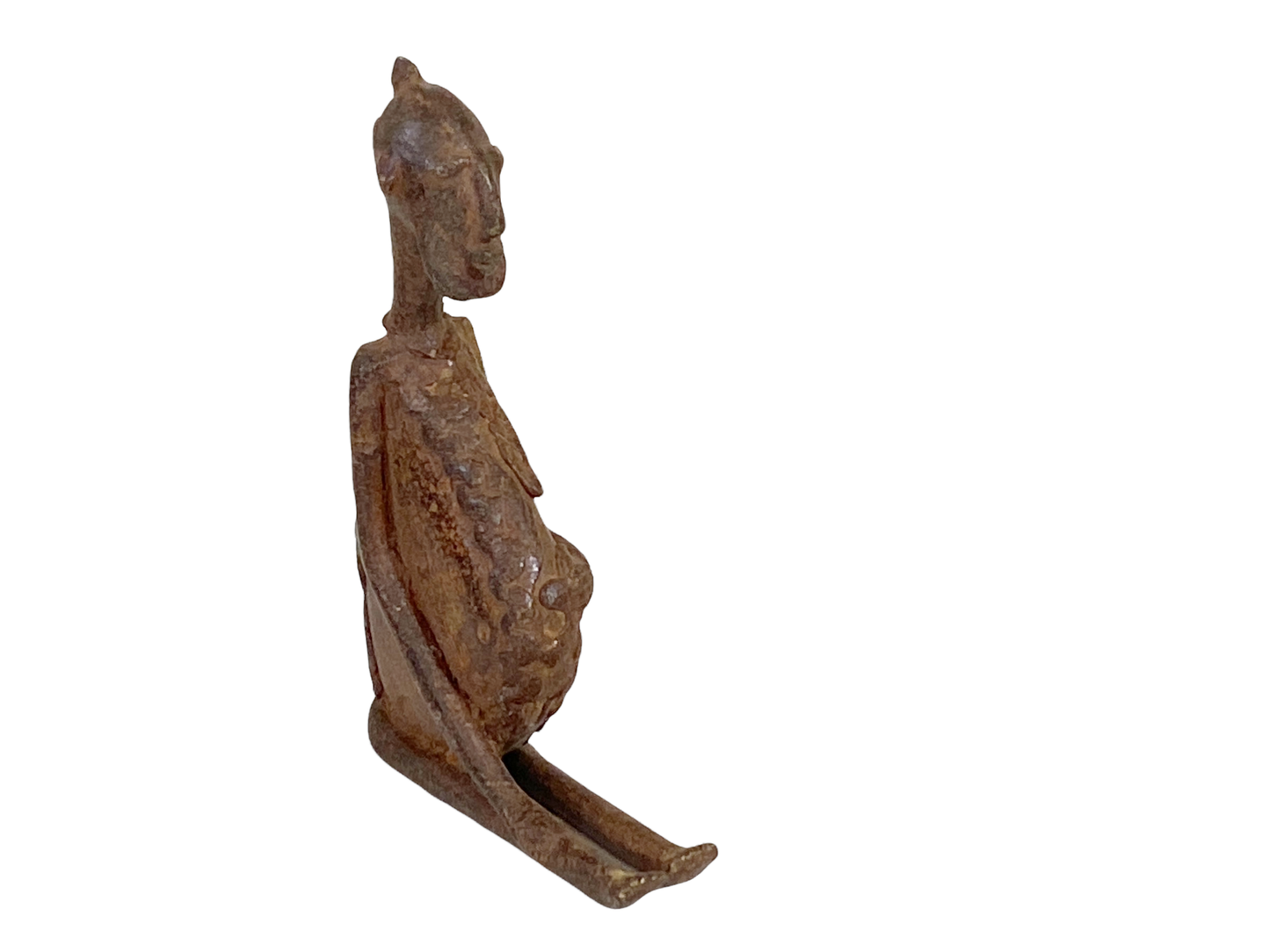 # 4814 African Old Dogon Bronze Figure of a Seating Male Mali 5" h