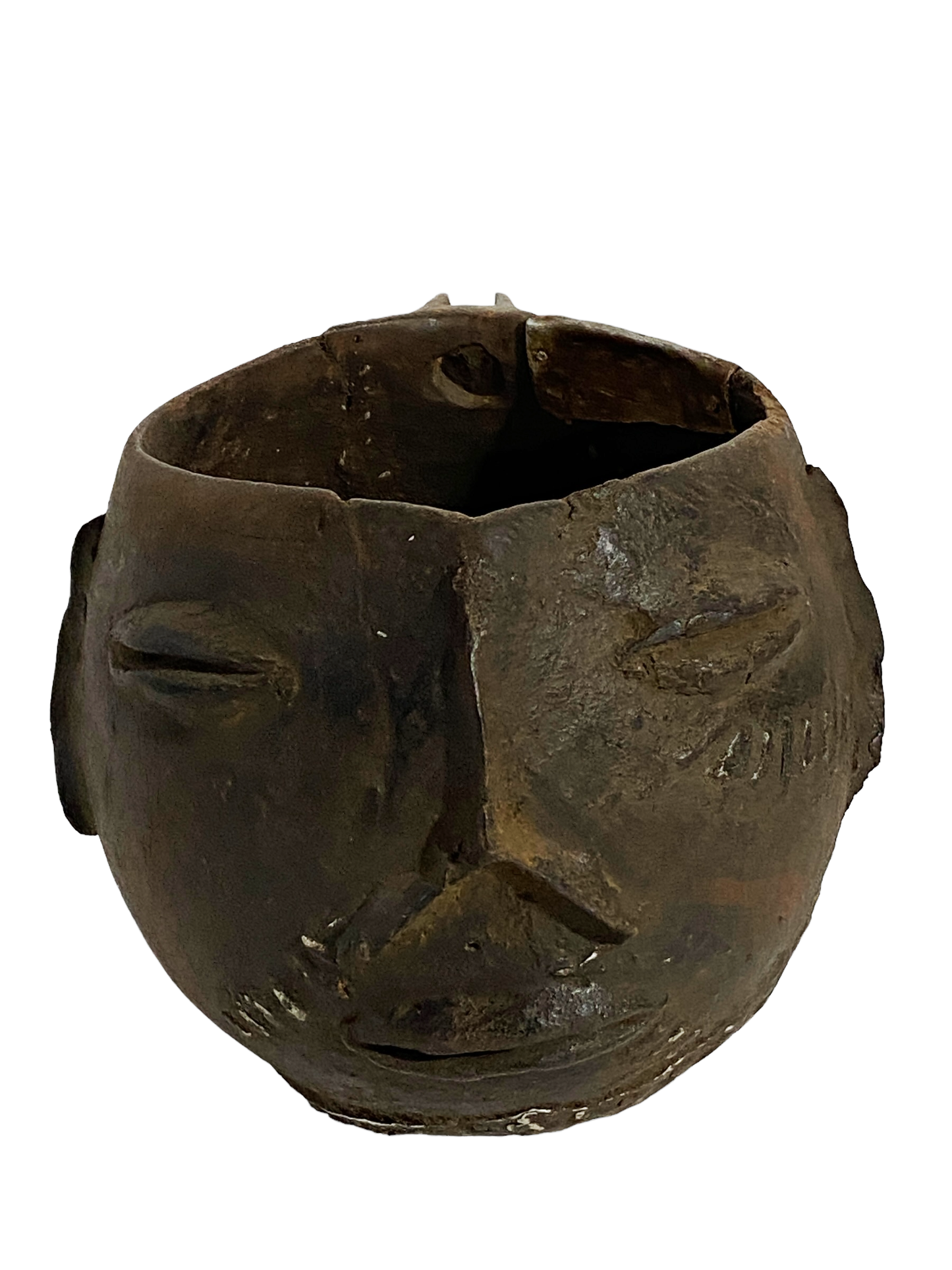 #5043 African Tribal Kuba wooden Cup Figural Head Congo