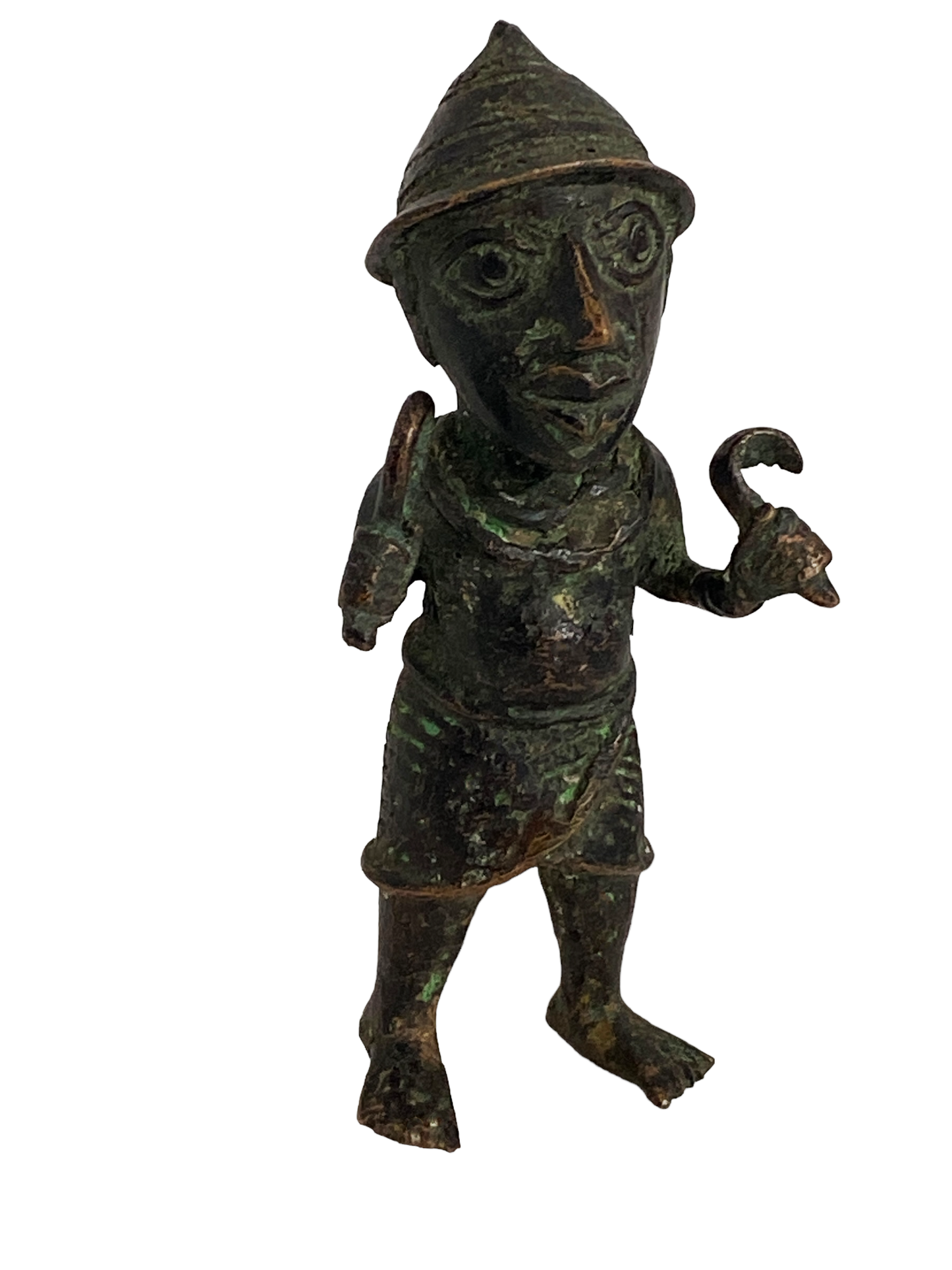 #5069 Benin Bronze Oba King Soldier Nigeria African 6.25 " H