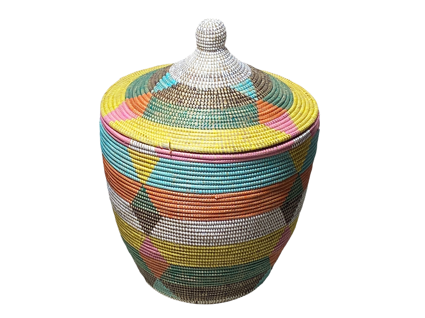 #4584 Lg Basket with Lid Senegal West Africa 27" H