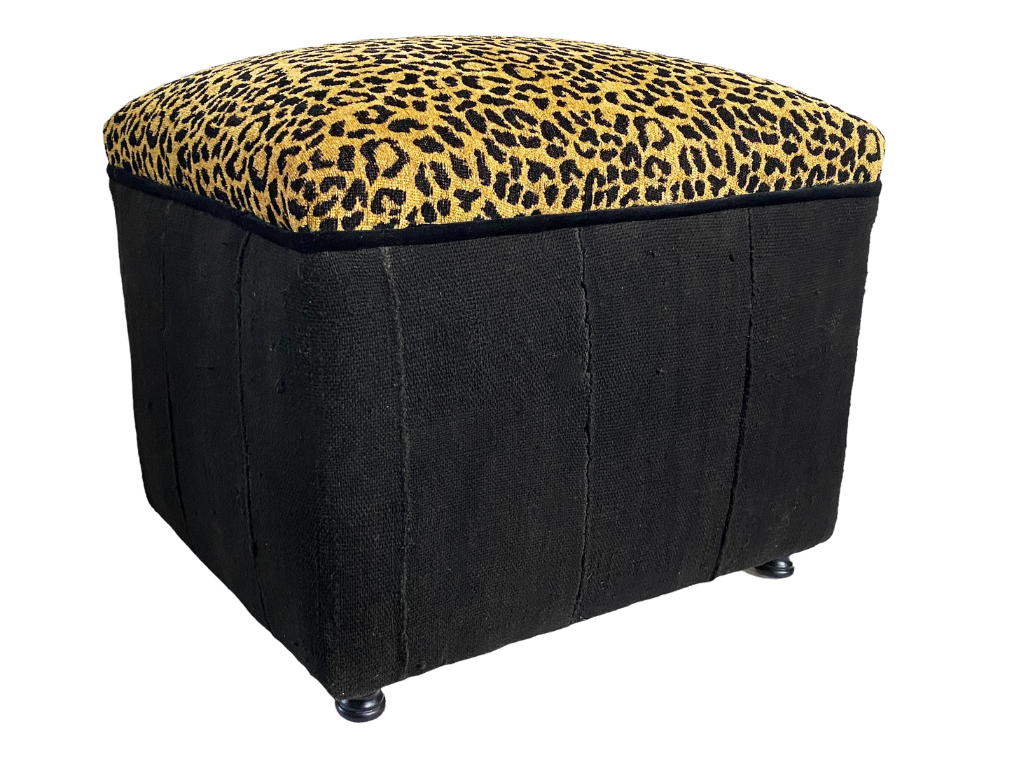 #4640 Custom Made Velvet Animal Print Ottoman/Footstool 16" H