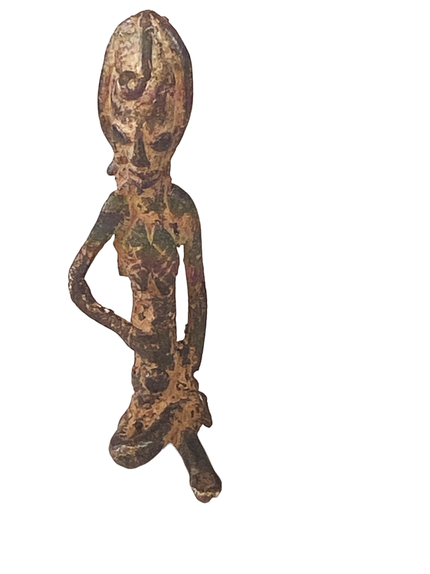 # 4929 African Old Dogon Bronze Figure of a Seating female Mali 3.5" h