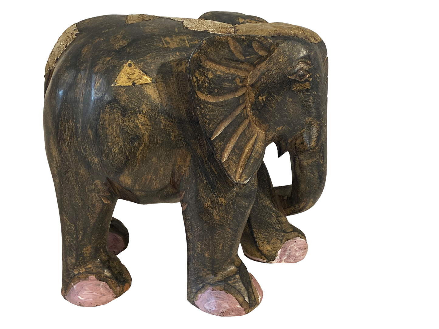 #5231 Vintage Ashanti Elephant  Wooden Sculpture Ghana 13" H