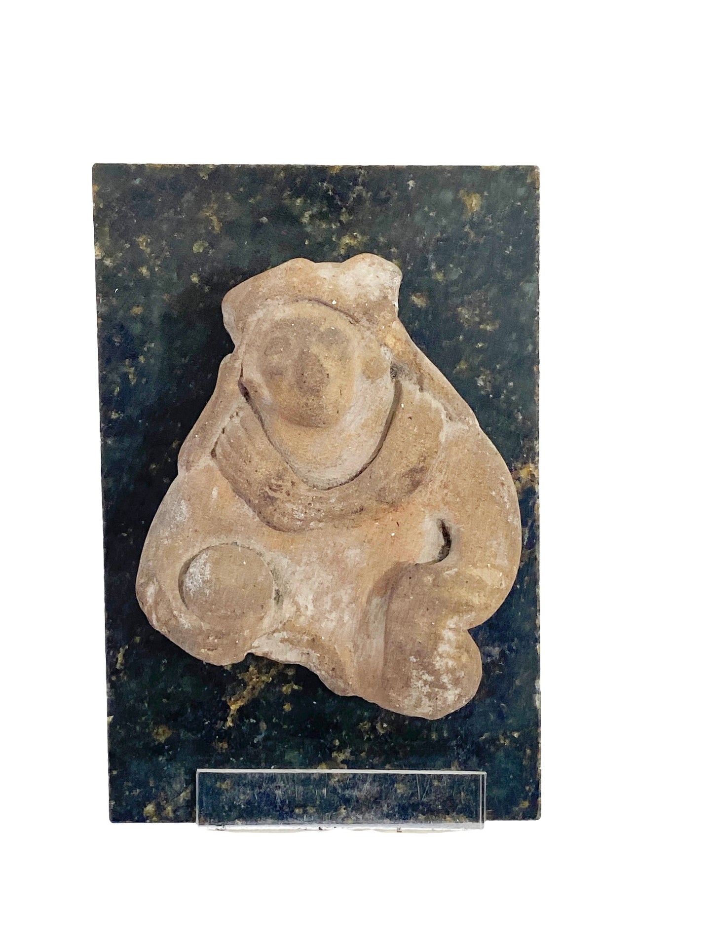#4619 Pre Colombian Fragment of A Ball Player on Stand 4.25" H