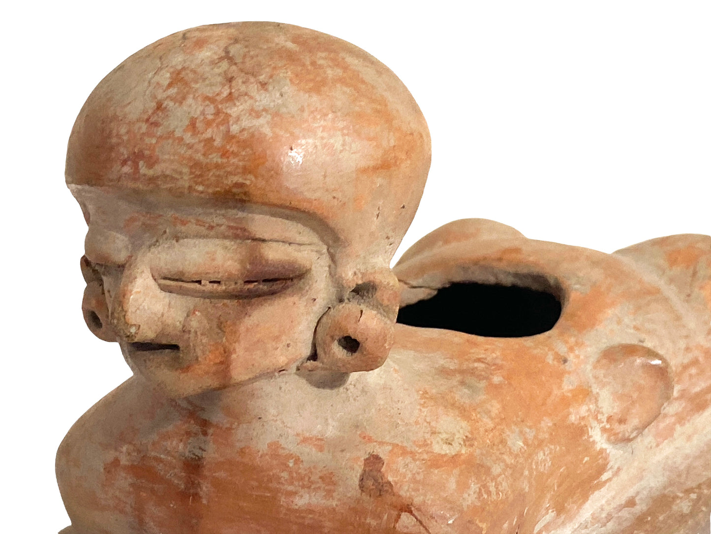 # 230 Rare Pre-Columbian - Jama Coaque Male Figure W/Helmet